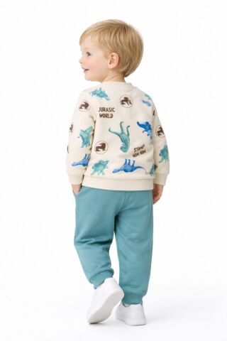 Erkek Çocuk Önü Baskılı Sweatshirt Ve Eşofman Alt Takım BGL-ST05256 YEŞİL - 5 Yaş