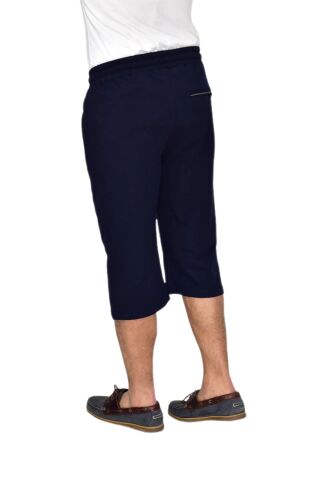 Erkek Büyük Beden Rahat Kesim Düz Paça Likralı Kumaş Kapri BGL-ST04618 LACİVERT - 2XL