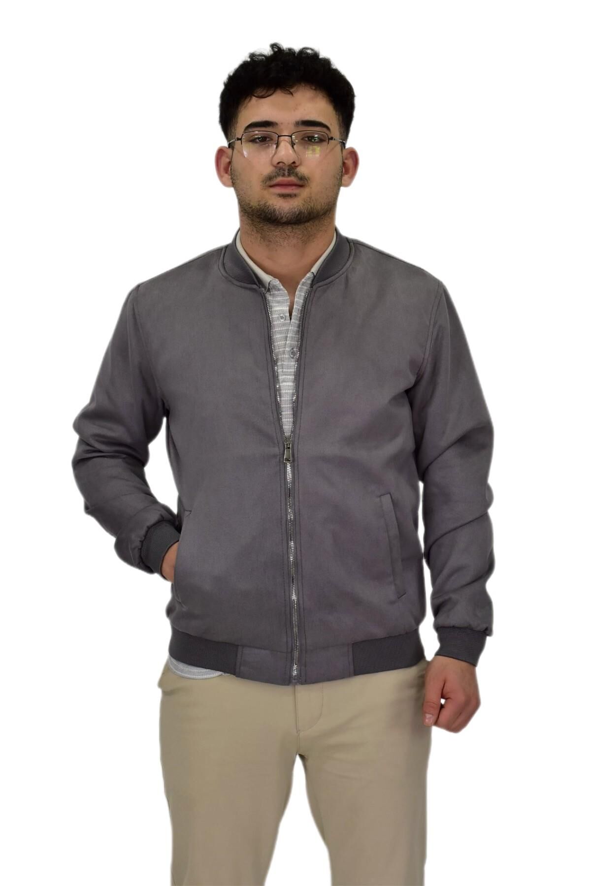Erkek Mevsimlik Süet Spor Mont 8056 BGL-ST04372 GRİ - S
