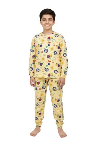 Erkek Çocuk Baskılı Pijama Takım BGL-ST05257 SARI - 5 Yaş