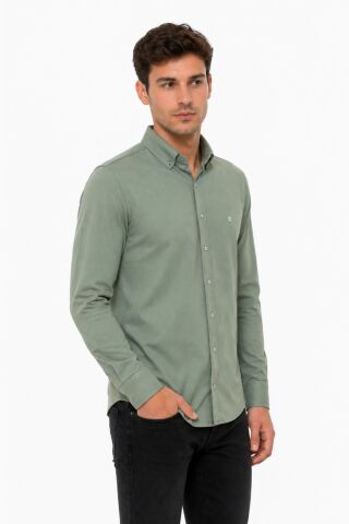 Erkek Spor Silim Likralı Gömlek BGL-ST05413 YEŞİL - L