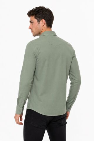 Erkek Spor Silim Likralı Gömlek BGL-ST05413 YEŞİL - L