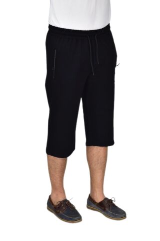 Erkek Büyük Beden Rahat Kesim Düz Paça Likralı Kumaş Kapri BGL-ST04618 SİYAH - 3XL