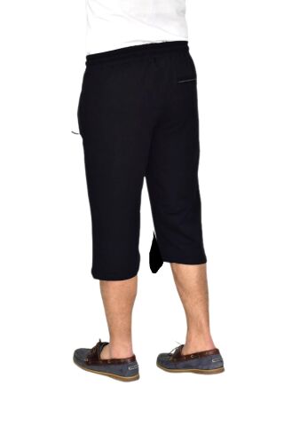Erkek Büyük Beden Rahat Kesim Düz Paça Likralı Kumaş Kapri BGL-ST04618 SİYAH - 3XL