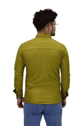 Erkek Spor Silim Fit Uzun Kol Gömlek BGL-ST04482 YEŞİL - 2XL