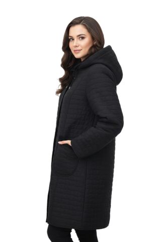 Kadın Kapitone Kapüşonlu İçi Peluş Mont BGL-ST05023 SİYAH - 50