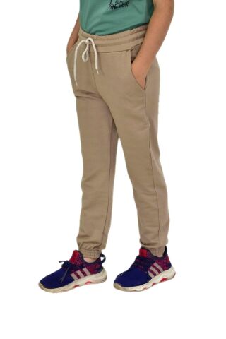 Bej Rengi Bel Paça Lastikli Kız Erkek Çocuk Eşofman Altı BGL-ST04723 BEJ - 13 YAŞ