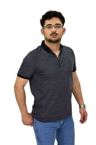 Erkek Polo Yaka Fermuarlı Merserize Jakarlı Tişört 7640 BGL-ST04537