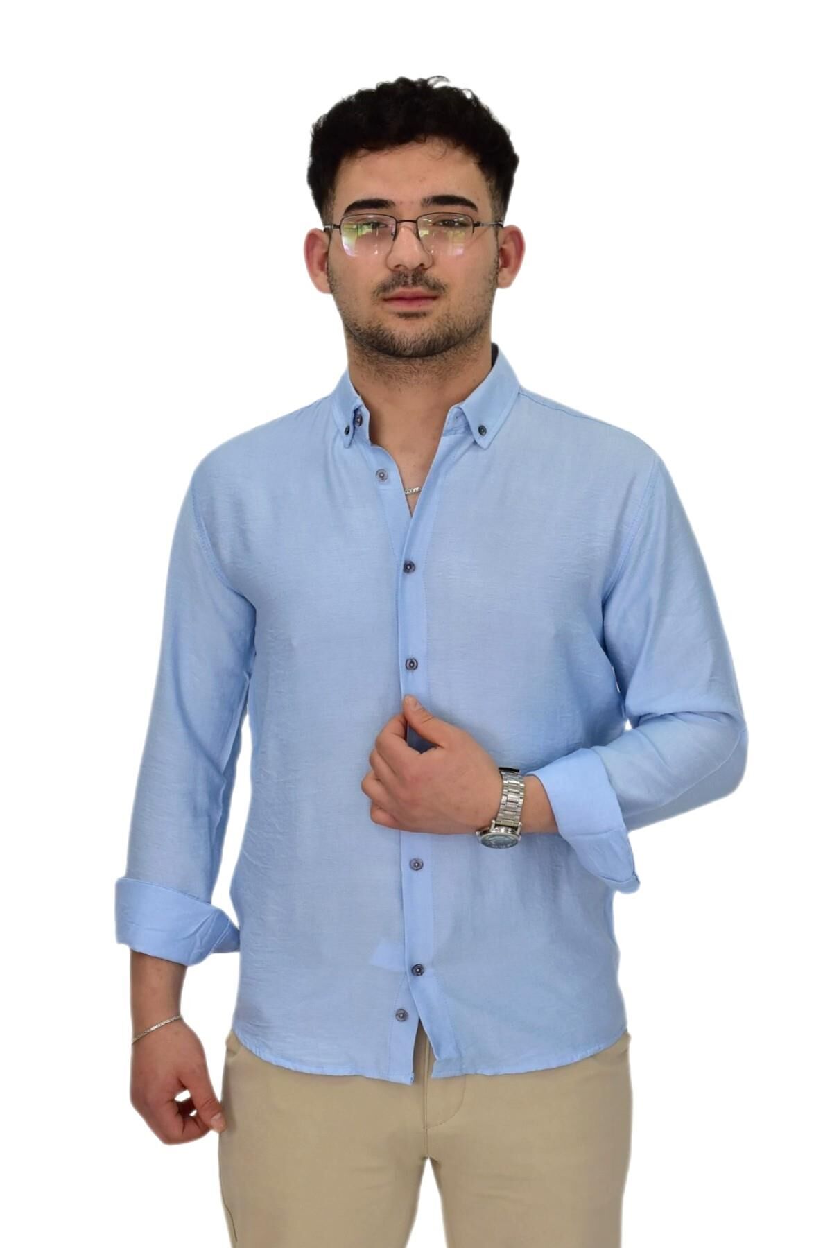 Erkek Spor Gömlek Regular Fit 9646 BGL-ST04411 MAVİ - L