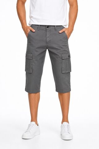 Erkek Kargo Cepli Kanvas Kapri Şort BGL-ST05594 GRİ - 35