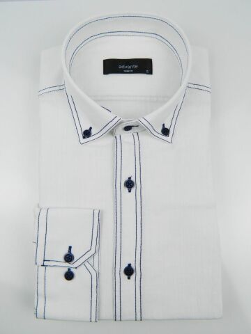 Erkek Slim Fitt Keten Gömlek Bgl-st00143 LACİVERT - XS