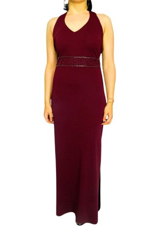 Kadın Kırmızı Beli İşli Abiye Elbise RS2134