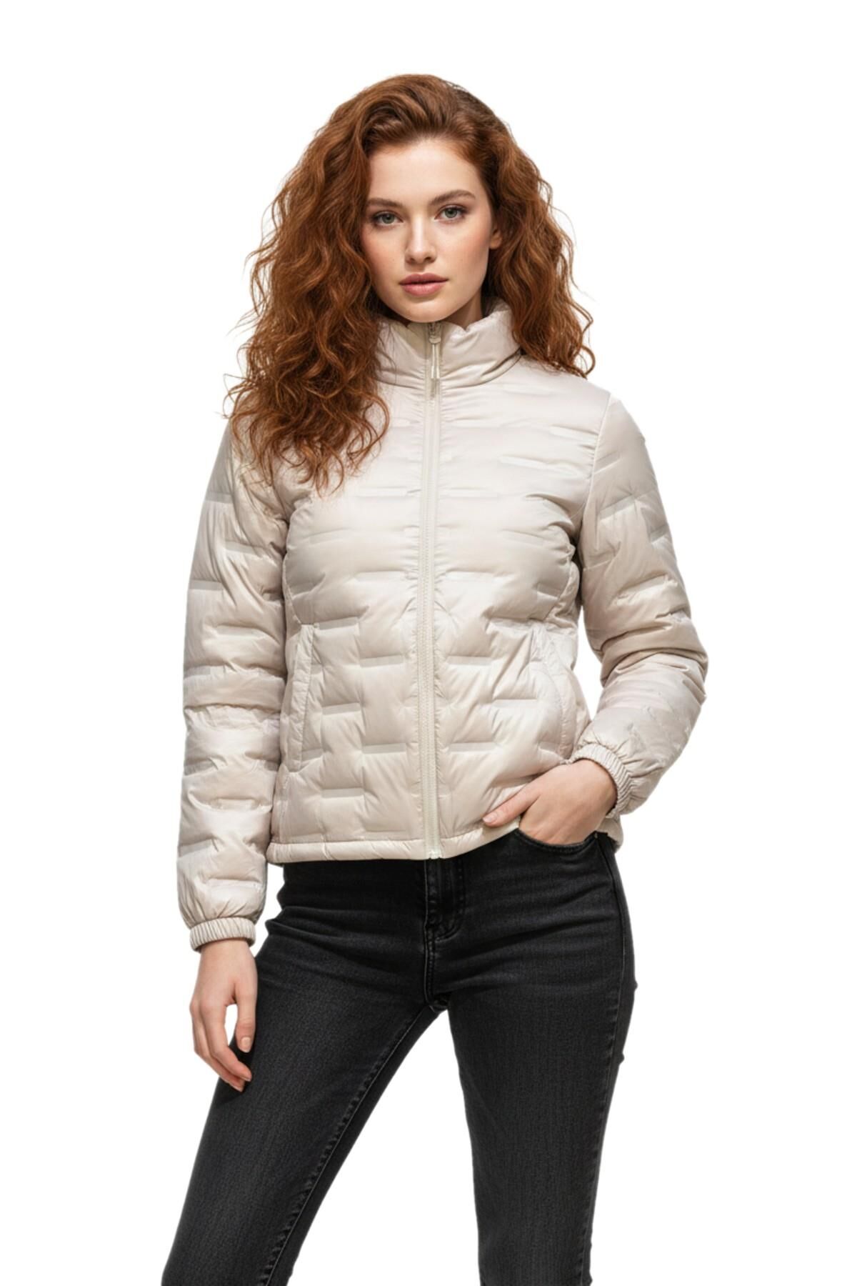 Kadın Spor Kaz Tüyü Mont M5310 BGL-ST05177 TAŞ - XL