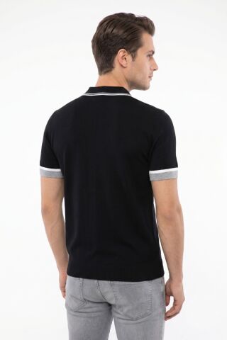 Erkek Polo Yaka Kısa Kollu Triko Tişört Regular Kalıp BGL-ST05559 SİYAH - XL