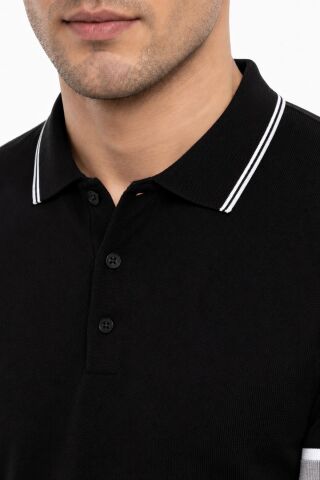 Erkek Polo Yaka Kısa Kollu Triko Tişört Regular Kalıp BGL-ST05559 SİYAH - XL