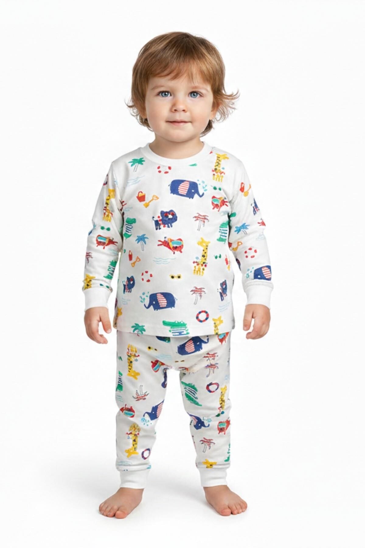 Erkek Çocuk Baskılı Pijama Takım BGL-ST05259 KREM - 1 YAŞ