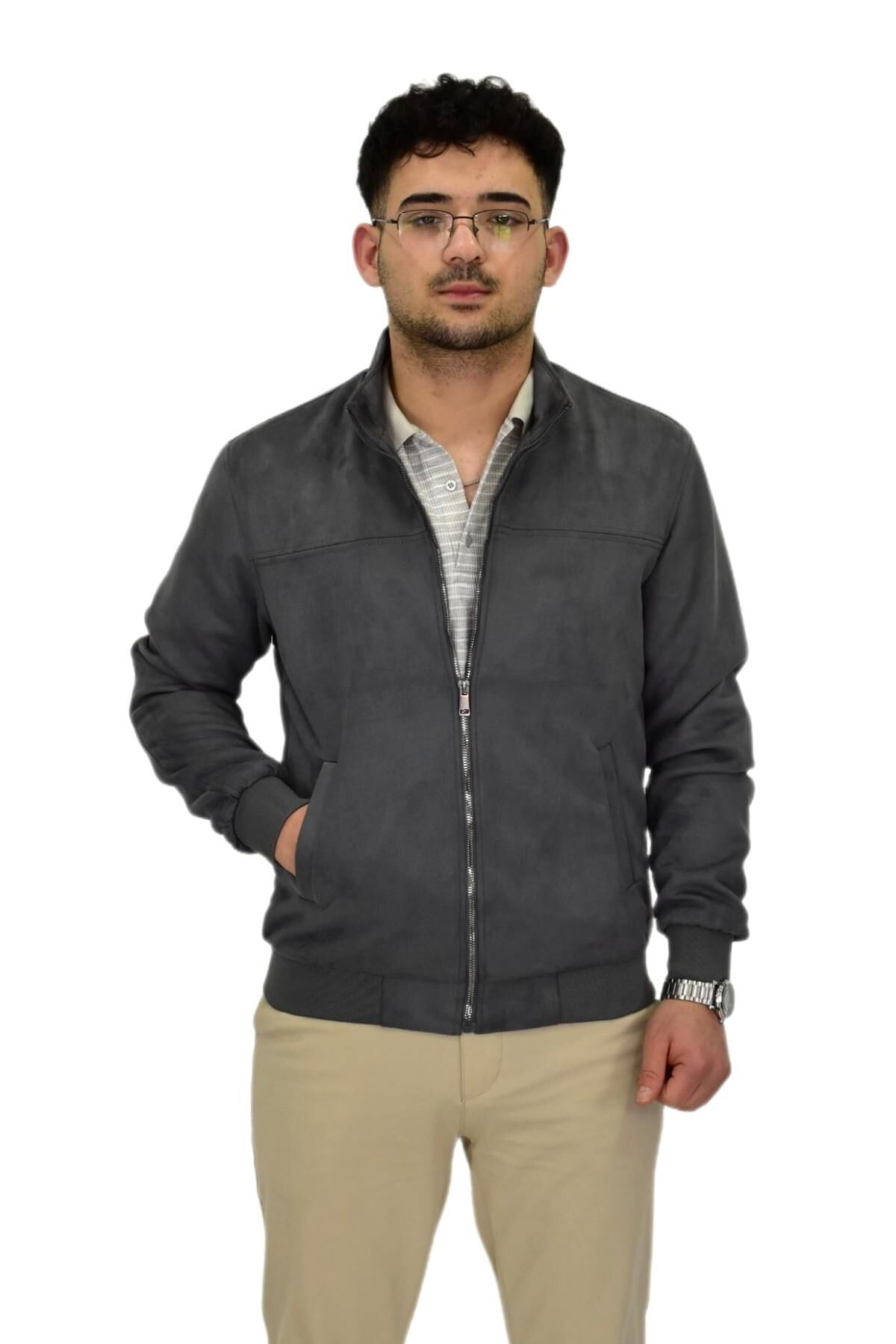 Erkek Mevsimlik Süet Spor Mont 8051 BGL-ST04373 FÜME - S