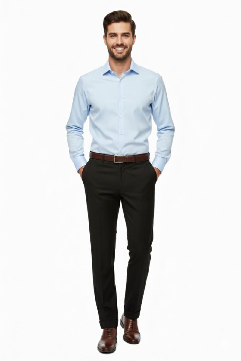 Erkek Silim Fit Klasik Pilesiz  Kumaş Pantolon P1160 BGL-ST04743 SİYAH - 46