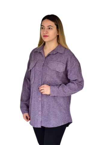 Kadın Çift Cepli Oduncu Gömlek 2273 BGL-ST03279 LİLA - 40