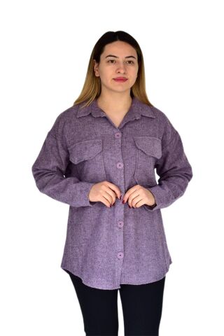 Kadın Çift Cepli Oduncu Gömlek 2273 BGL-ST03279 LİLA - 40