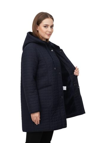 Kadın Kapitone Kapüşonlu İçi Peluş Mont BGL-ST05024 LACİVERT - 54