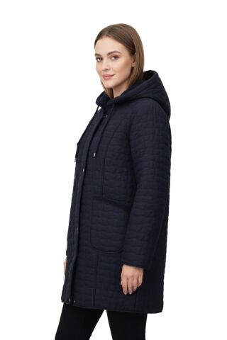 Kadın Kapitone Kapüşonlu İçi Peluş Mont BGL-ST05024 LACİVERT - 56