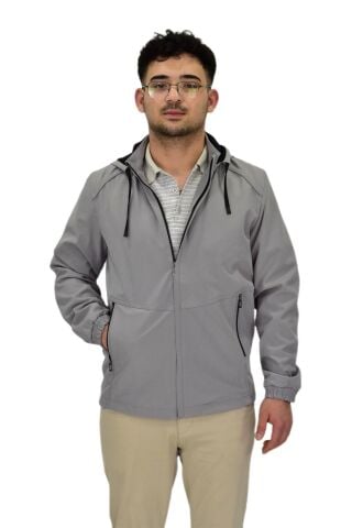 Erkek Mevsimlik Kapüşonlu Softjel Spor Mont 8077 BGL-ST04371 GRİ - L
