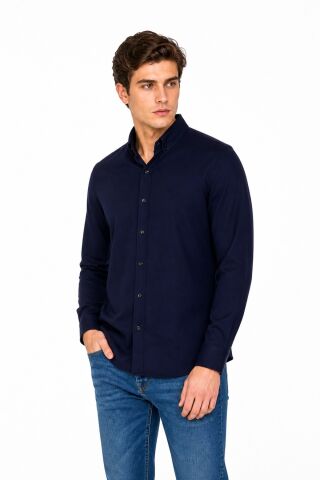 Erkek Spor Silim Likralı Gömlek BGL-ST05413 LACİVERT - M