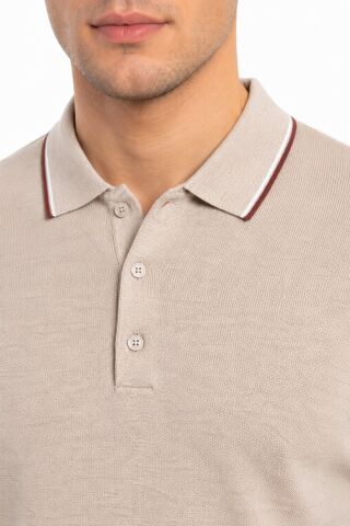 Erkek Polo Yaka Kısa Kollu Triko Tişört Regular Kalıp BGL-ST05559 BEJ - 2XL