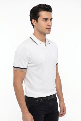 Erkek Polo Yaka Kısa Kollu Triko Tişört Regular Kalıp BGL-ST05559 BEYAZ - XL