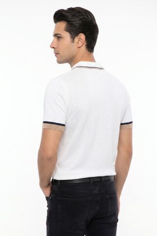 Erkek Polo Yaka Kısa Kollu Triko Tişört Regular Kalıp BGL-ST05559 BEYAZ - XL