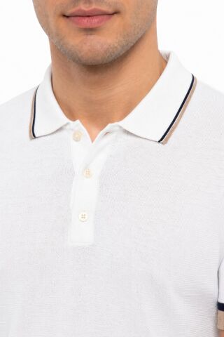 Erkek Polo Yaka Kısa Kollu Triko Tişört Regular Kalıp BGL-ST05559 BEYAZ - XL