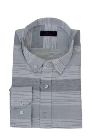 Erkek Silim Fit Pano Çizgili Gömlek BGL-ST03097 GRİ - L