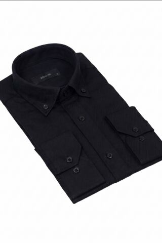 Erkek Klasik Yaka Düğmeli Tek Cepli Uzun Kol Gömlek BGL-ST0549 SİYAH - 2XL