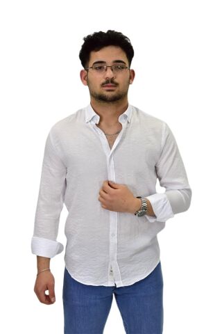 Erkek Spor Silim Fit Uzun Kol Gömlek G5033 BGL-ST04492 SİYAH - 2XL