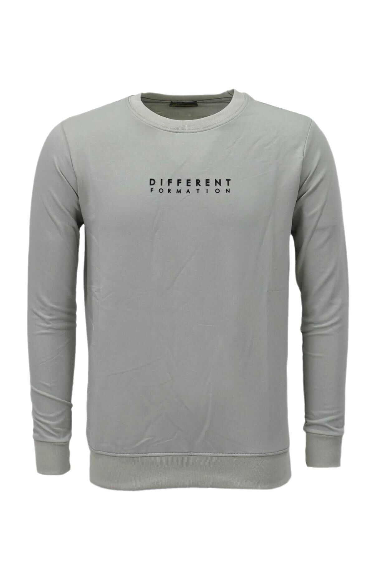 Erkek Spor Mevsimlik Sıfır Yaka Sweatshirt BGL-ST03933 GRİ - S