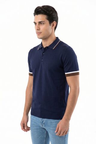 Erkek Polo Yaka Kısa Kollu Triko Tişört Regular Kalıp BGL-ST05559 LACİVERT - M