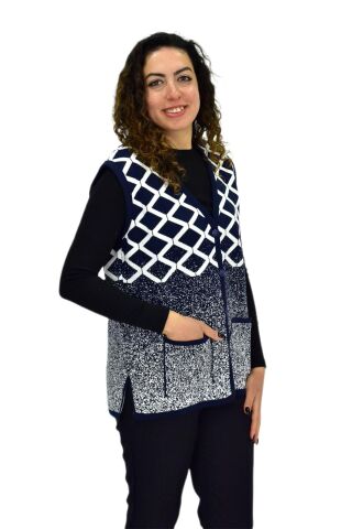 Kadın Anne Cepli Triko Yelek ASY BGL-ST04131 GRİ - L
