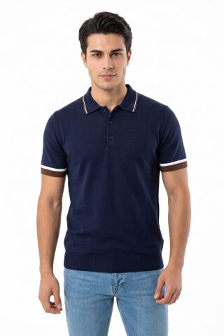 Erkek Polo Yaka Kısa Kollu Triko Tişört Regular Kalıp BGL-ST05559 LACİVERT - XL