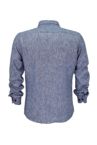 Erkek Yazlık Slim Fitt Uzun Kol Gömlek 2431 BGL-ST04755 İNDİGO - XL