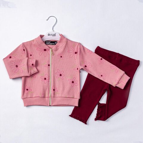 Kız Çocuk Hırka Tayt Takım BGL-ST03666 PEMBE - 4 Yaş