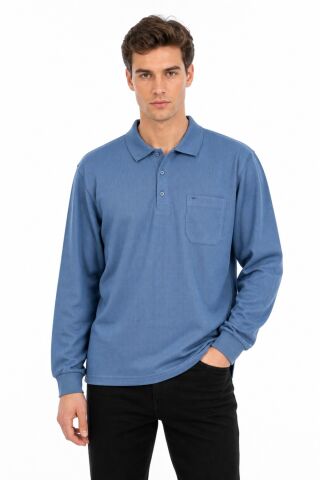 Erkek Büyük Beden Mevsimlik Polo Yaka Cepli Sweatshirt BGL-ST05367