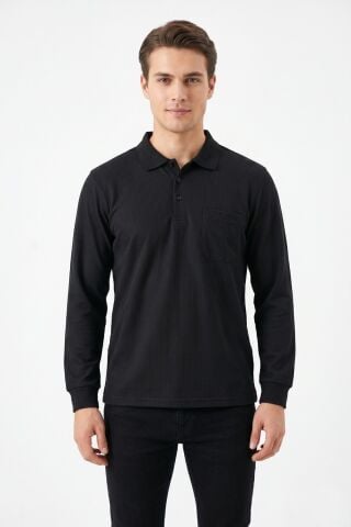 Erkek Büyük Beden Mevsimlik Polo Yaka Cepli Sweatshirt BGL-ST05367