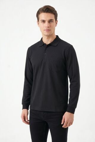Erkek Büyük Beden Mevsimlik Polo Yaka Cepli Sweatshirt BGL-ST05367