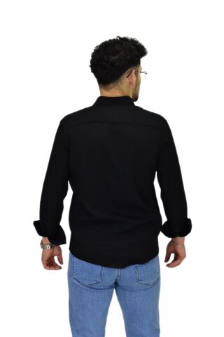 Erkek Spor Silim Fit Uzun Kol Gömlek G5033 BGL-ST04492 SİYAH - 2XL