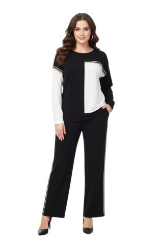 Kadın Siyah Sıfıryaka Sim Şeritli Eşofman Takım BGL-ST05082
