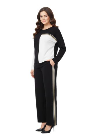Kadın Siyah Sıfıryaka Sim Şeritli Eşofman Takım BGL-ST05082