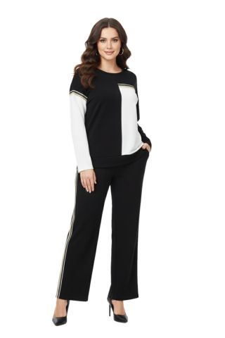 Kadın Siyah Sıfıryaka Sim Şeritli Eşofman Takım BGL-ST05082