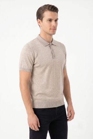 Erkek Polo Yaka Kısa Kollu Triko Tişört Regular Kalıp BGL-ST05560 BEJ - 2XL