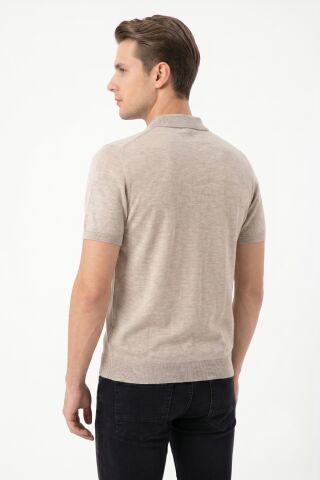 Erkek Polo Yaka Kısa Kollu Triko Tişört Regular Kalıp BGL-ST05560 BEJ - 2XL